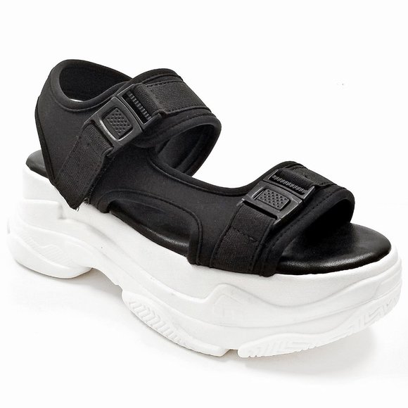 Shoes - New Black Sporty Chunky Heel Platform Sandals